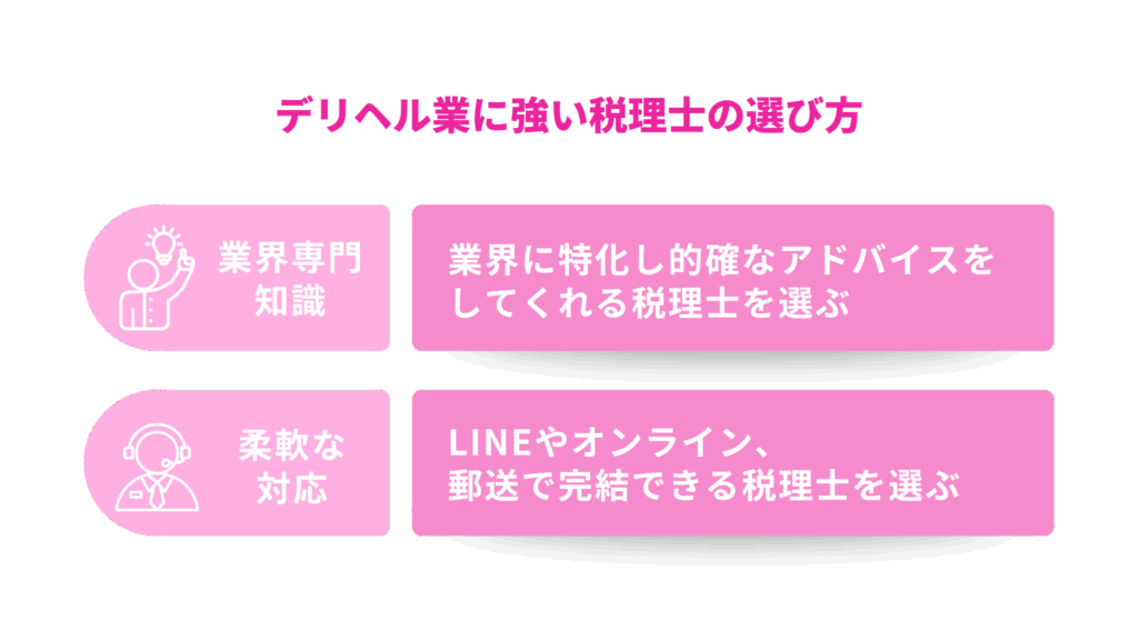 デリヘル業に強い税理士の選び方|失敗しない2つのポイント
