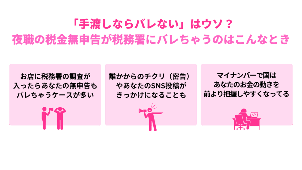 「手渡しならバレない」はウソ?夜職の税金無申告が税務署にバレちゃうのはこんなとき