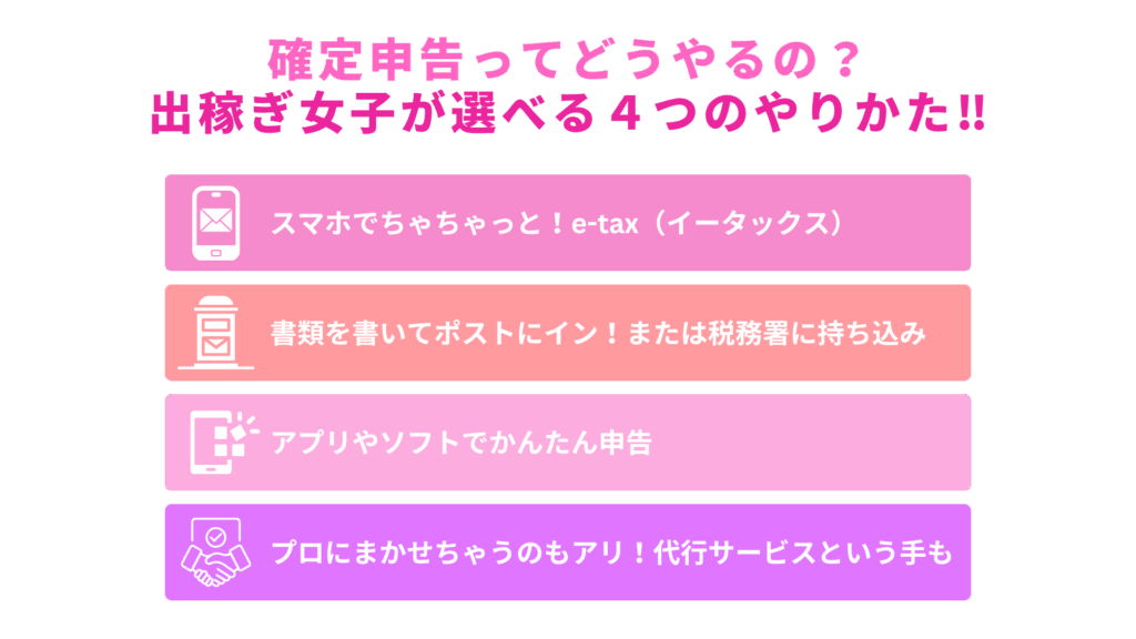 確定申告ってどうやるの?出稼ぎ女子が選べる4つのやりかた